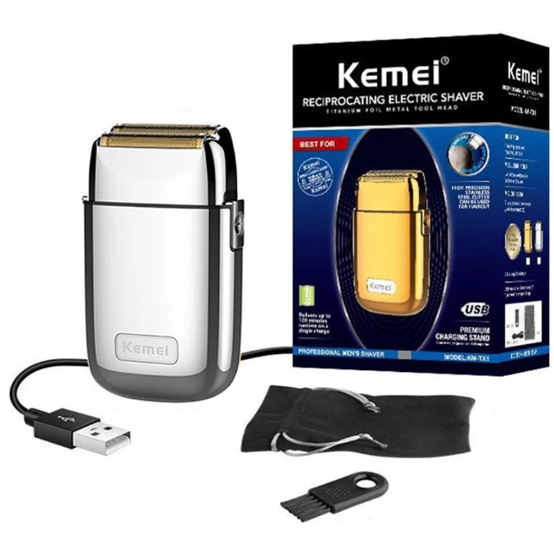 Kemei all-metal foil electric shaver hair bald head shaving machine for men beard electric razor barber tool rechargeable electric shaver