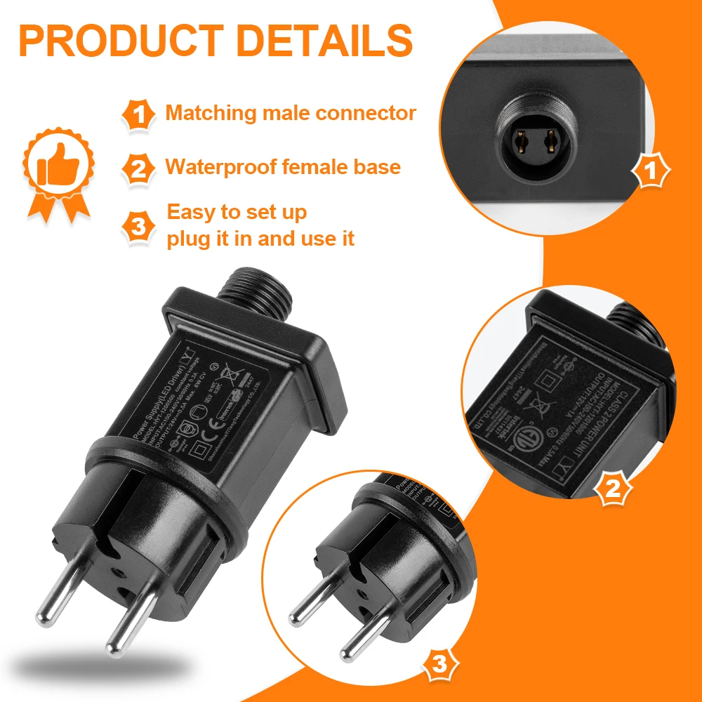 Power Adapter LED Lamp Driver 24V 12V LED Transformer Replacement Power Supply EU US for String Light Decorations LED Controller IP44 Waterproof Low Voltage