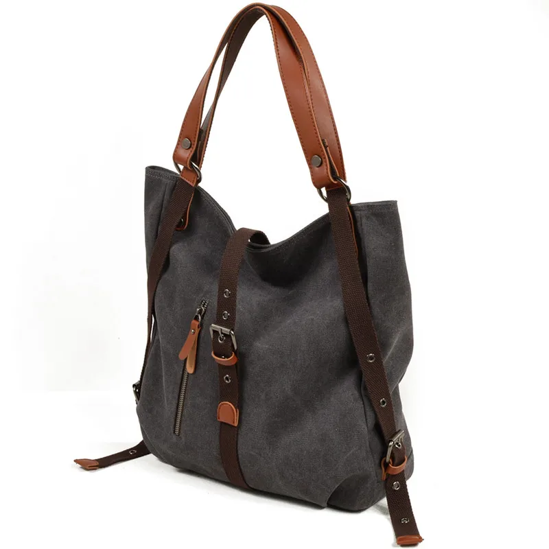 Multifunction 3 in 1 Women Shoulder Bag Casual Canvas Handbag Purse Large Capacity Female Tote Travel Bag Backpacks For Ladies