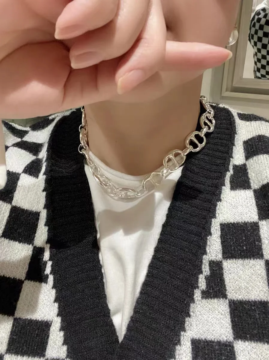 MAY new bead necklace silver buckle fashion belt logo wholesale European fashion gifts