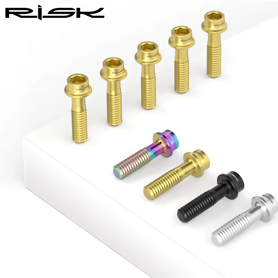 6pcs/set Bicycle Handlebar Screws Titanium-plated Colorful Stainless Steel M5*18MM Bike Handle bar Stem Riser Screw In Bolts - 18