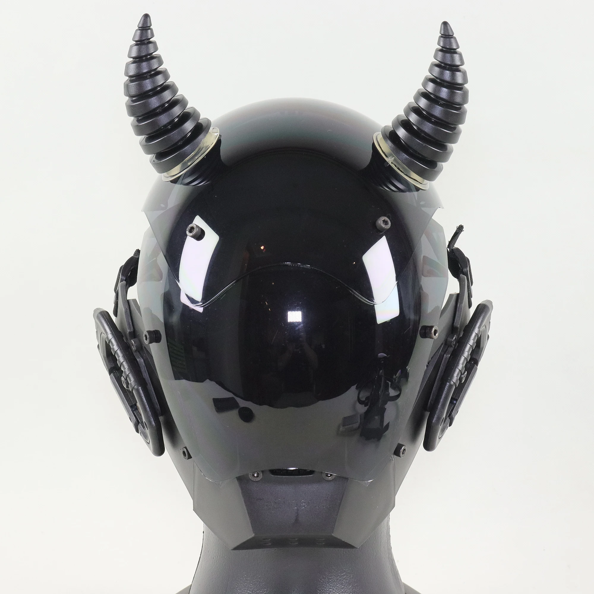 

Cyberpunk Mask with Horn, Steampunk Cosplay Helmet, Black Warrior Helmet, Mechanical Music Festival Accessories