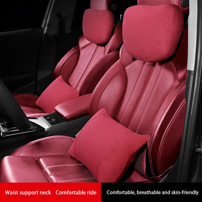 자동차 스웨이드 목 베개 머리 받침 허리 시트 지지대, Geely Coolray 2019-2020 Atlas Boyue NL3 Emgrand X7 EX7 SUV GT GC9 Borui용