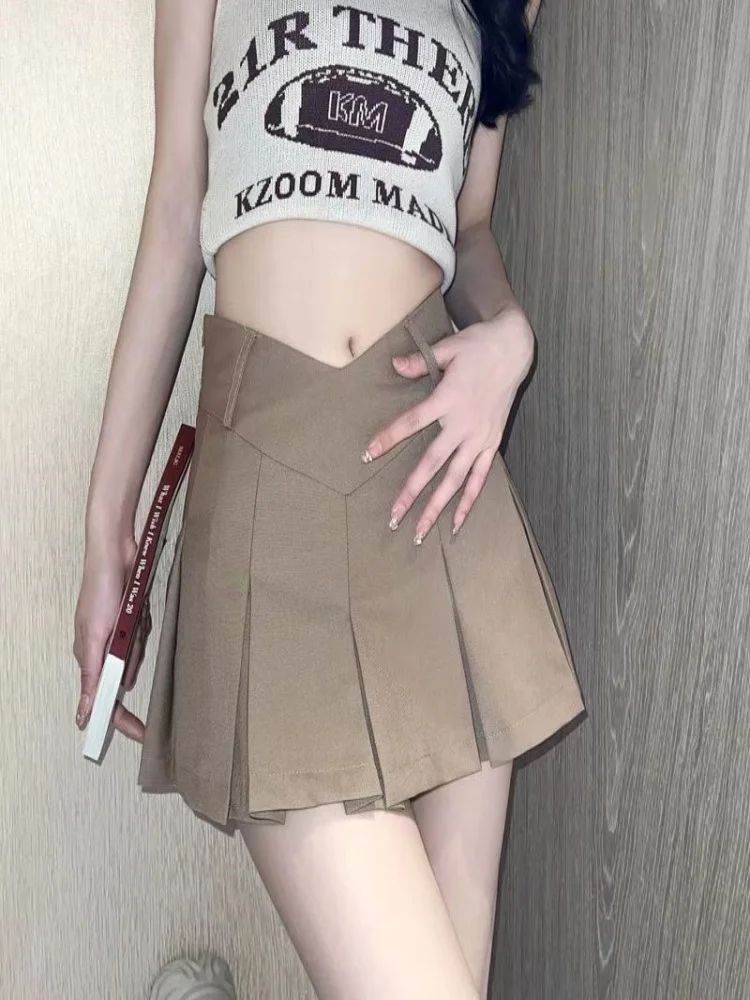 Pleated Skirt with Shorts Women Sexy High Waist Irregular White Black A-line Gyaru Tennis extreme Mini Skirt School
