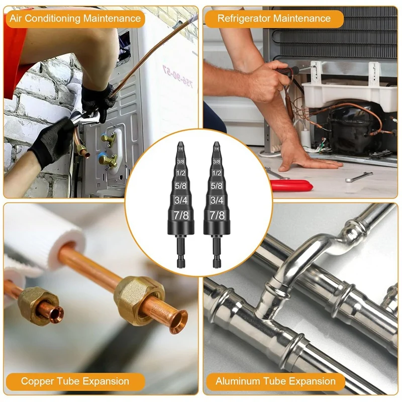 B49B-6-In-1 Swage Tool HVAC Repairing Set,Air Copper Tube Expander Swaging Tool With 1/4In 3/8In 1/2In 5/8In 3/4In 7/8In Bits