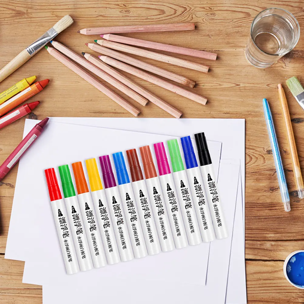 1 세트 물 부동 페인트 펜 다채로운 지울 수있는 화이트 보드 마커 어린이 교육 그림 도구 다용도 학교 사무실