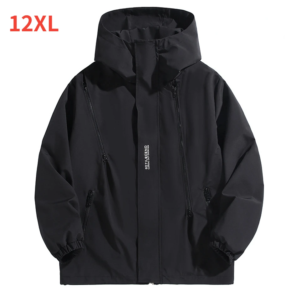 

10XL 12XL Plus Size Windbreaker Men Waterproof Jacket Solid Color Black Windbreaker Coats Male Big Size Outdoor Outerwear