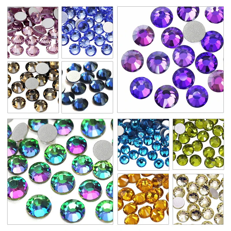 Multi Colors SS16 SS20 Mix Sizes Non Hot Fix Rhinestone Flat Back Crystals Strass Glass Glitters Stone For DIY 3D Nail Art Decor