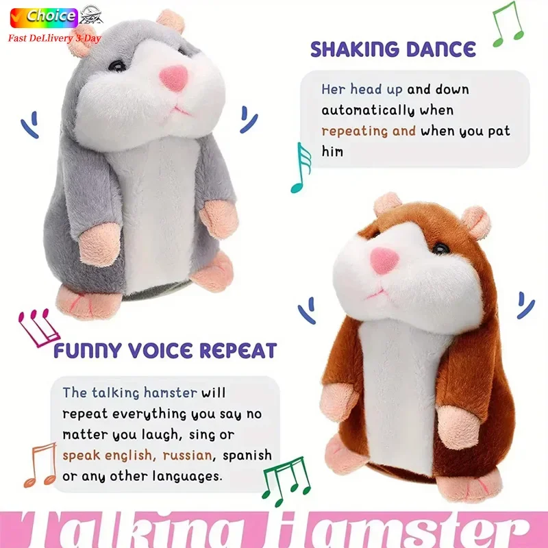 Plush Toys Hamster Toy New Lovely Talking Hamster Plush Toys Speak Talk Sound Record Repeat Stuffed Plush Animal Kawaii Hamster Toys for Children Gifts