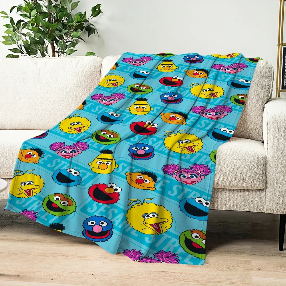 Cartoon S-Sesame Cute S-Street Printed comfortable and sofa living room bedroom Plush blanket suitable for home travel and gifts 5