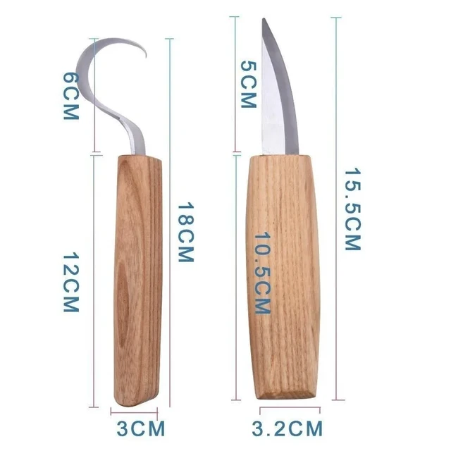 1pcs/2pcs New Stainless Steel Woodcarving Cutter Woodwork Sculptural DIY  Wood Handle Spoon Carving Knife Woodcut Tools Kit