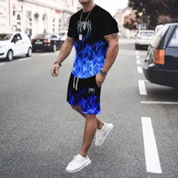 New 3D Printed Men s Casual Luxury Gradient T-Shirt Shorts Set Tracksuit Male 2 Pieces Fashion Outfit Man Clothing Jogging Suit 2