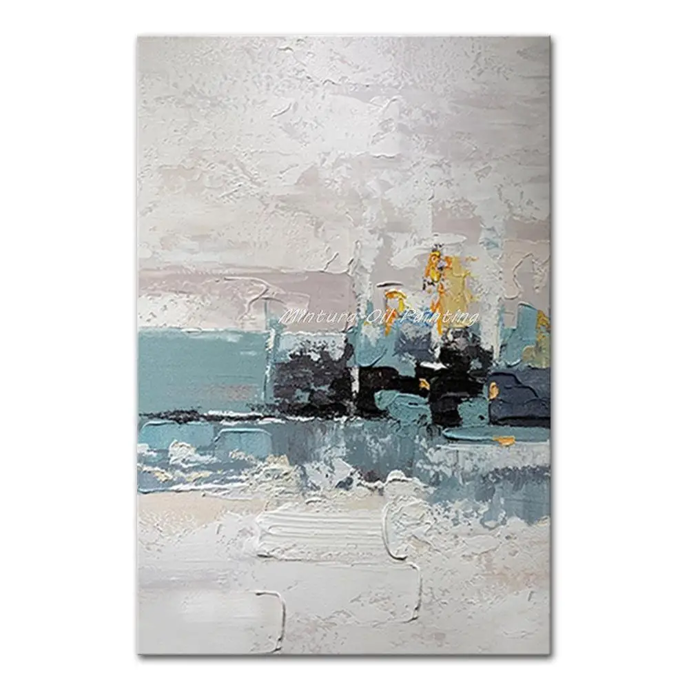 

Mintura Hand-Painted Handmade Oil Painting on Canva The White Abstract Picture Wall Art for Living Room Hotel Decoration Artwork