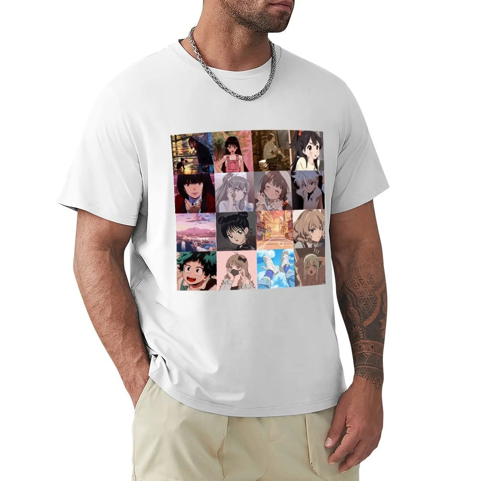 Aesthetic Anime Collage T-Shirt quick drying heavyweights Blouse mens t shirt