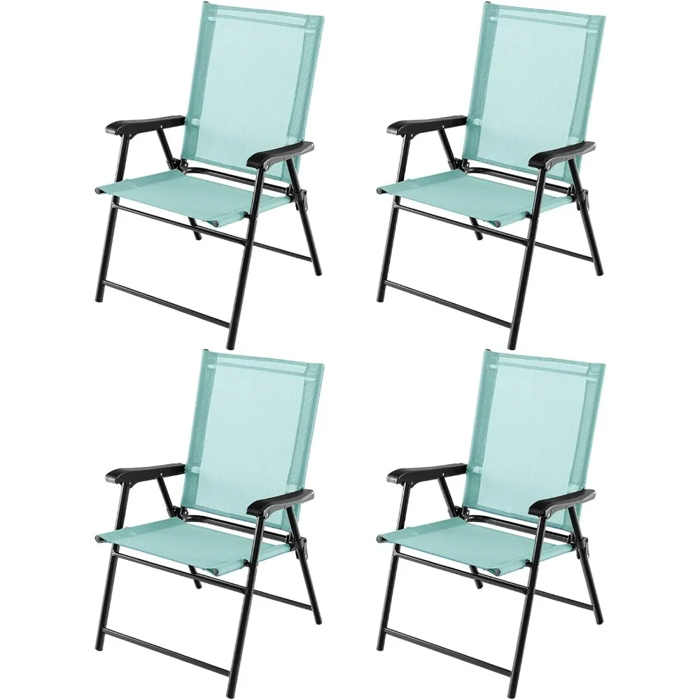 

Patio Chairs Set of 4, Folding Patio Chairs for Deck Beach Camping Dining Picnic, Portable Sling Back Chairs Space