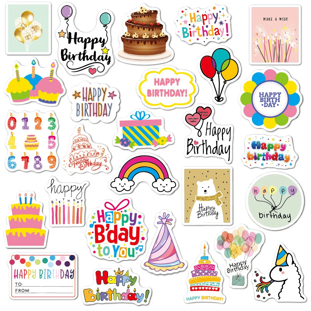 Scrapbook Happy Birthday Sticker  Stickers Birthday Scrapbooking - 27pcs  Cute Happy - Aliexpress