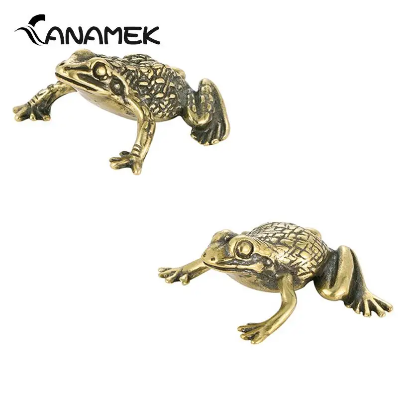 1 Pz Nuovo Ottone Massiccio Antico Lucky Rich Toads Frog Animal Statue Decor Tea Pet Bronze Ornaments Craft Collection