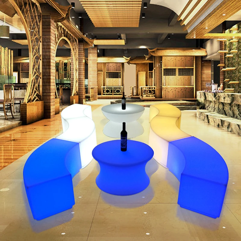 Promotion Remote Control Luminous Sofa Arc Bench Outdoor Hall Table and Chair Furniture Tea Combination |