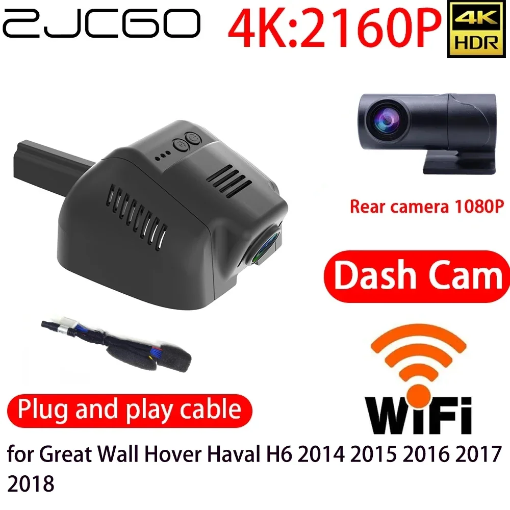

ZJCGO 4K DVR Dash Cam Wifi Front Rear Camera 24h Monitor for Great Wall Hover Haval H6 2014 2015 2016 2017 2018
