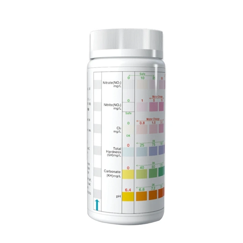 

6XDE 100PCS 6 in 1 Aquarium Test Strips Fish Test Set Aquarium Water Test