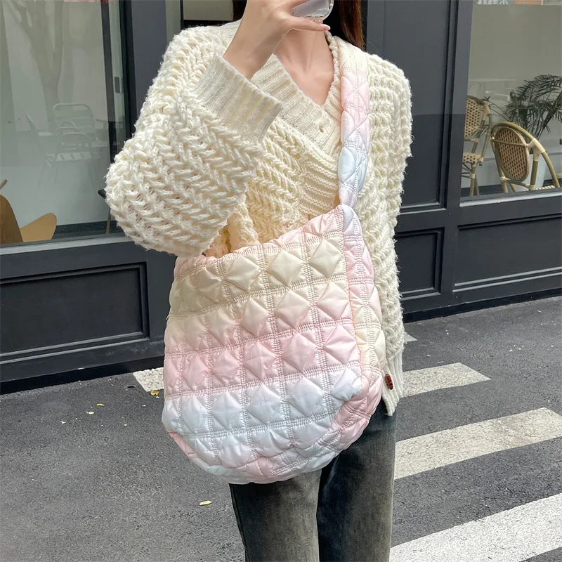 

Japanese Harajuku Crossbody Bags Women 2023 Preppy Style Plush Rainbow Color Shoulder Bag Collage Student Messenger Bag Handbags
