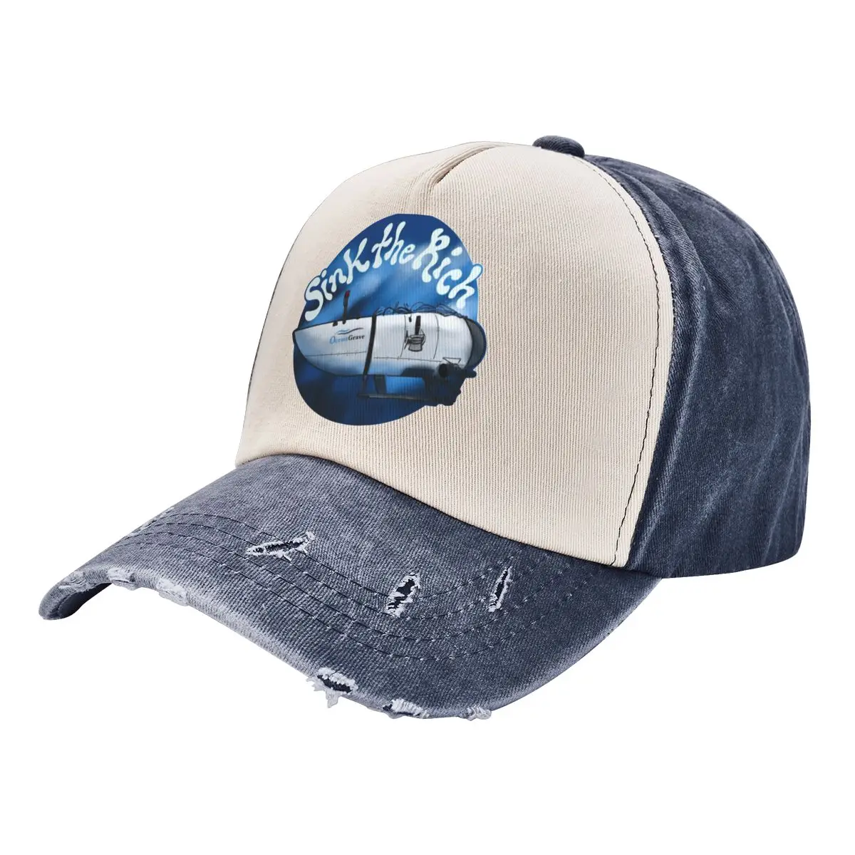 

Sink The Rich Submersible OceanGate Baseball Cap Hip Hop Distressed Denim Snapback Cap Outdoor Running Golf Adjustable Hats Cap