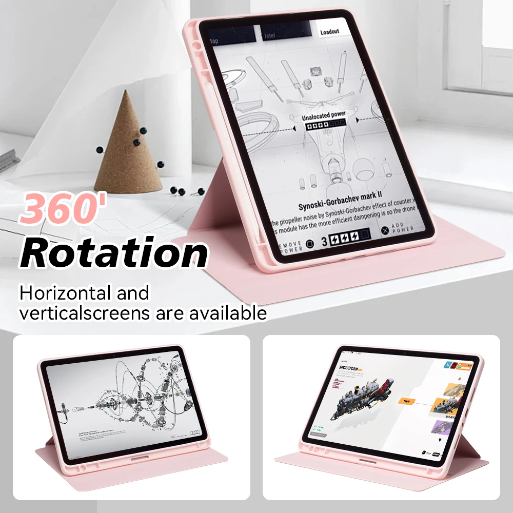 Acrylic 360° Rotating Tablet Case with Pencil Holder