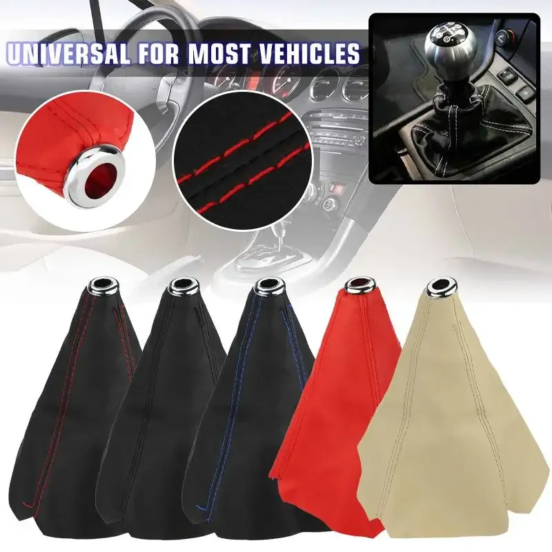 1Pc Universal PU Leather Gear Shift Collars Shift Lever Knob Boot Cover Car Manual Gear Knob Gaiter Boot Dust Cover