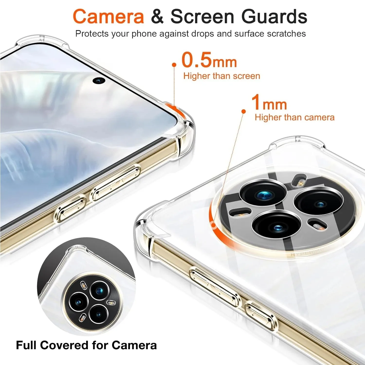 Transparent Silicone Shockproof Phone Case with Airbag Corners and Soft TPU Back Cover