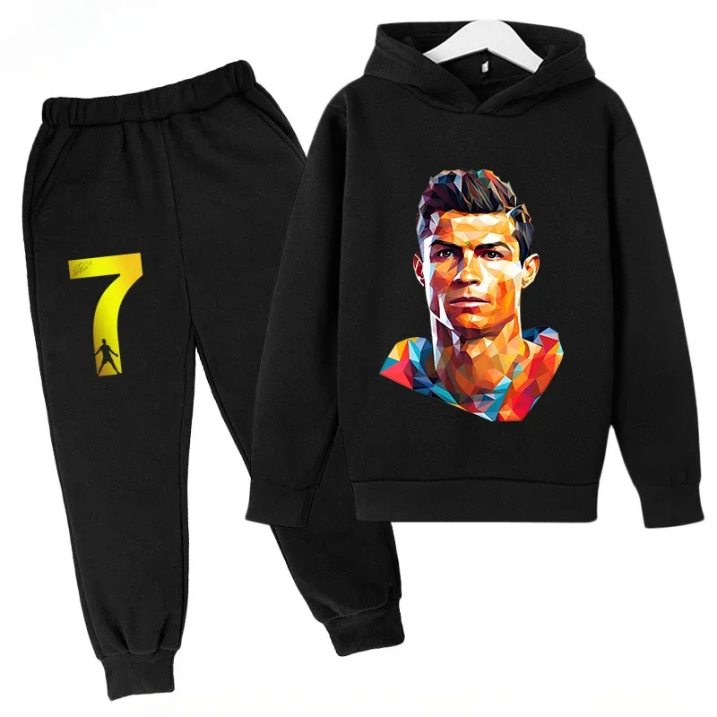 thumbnail image 1 of Conjunto de sudadera y pantalones deportivos para niños, conjunto de 2 piezas para niños y niñas, ropa para niños con estampado de avatar de Ronaldo, 1 of 5