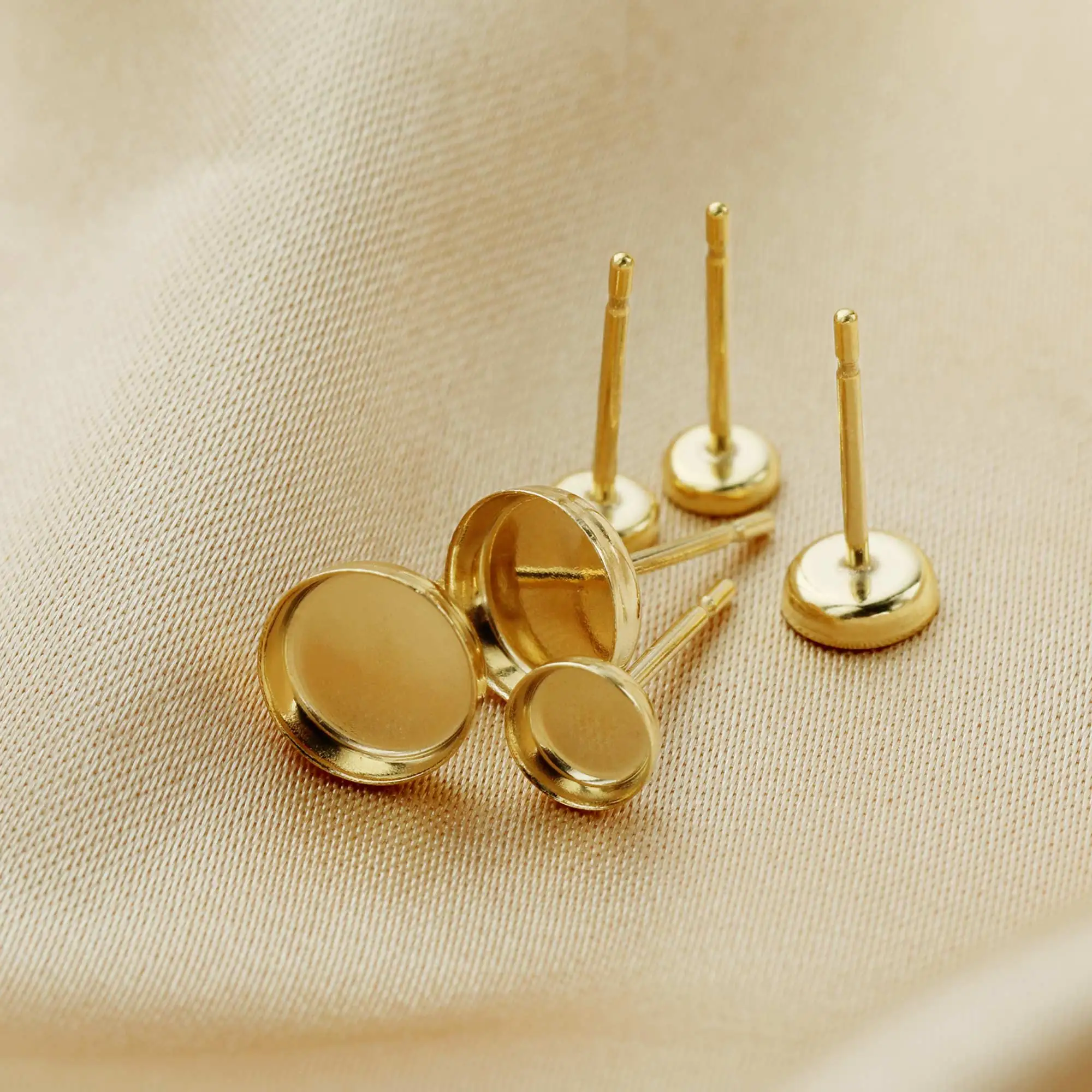 

3-6MM Round Breast Milk Resin Cup Studs Earrings Settings,14K Gold Filled Studs Earrings Bezel,DIY Jewelry Supplies 1706100