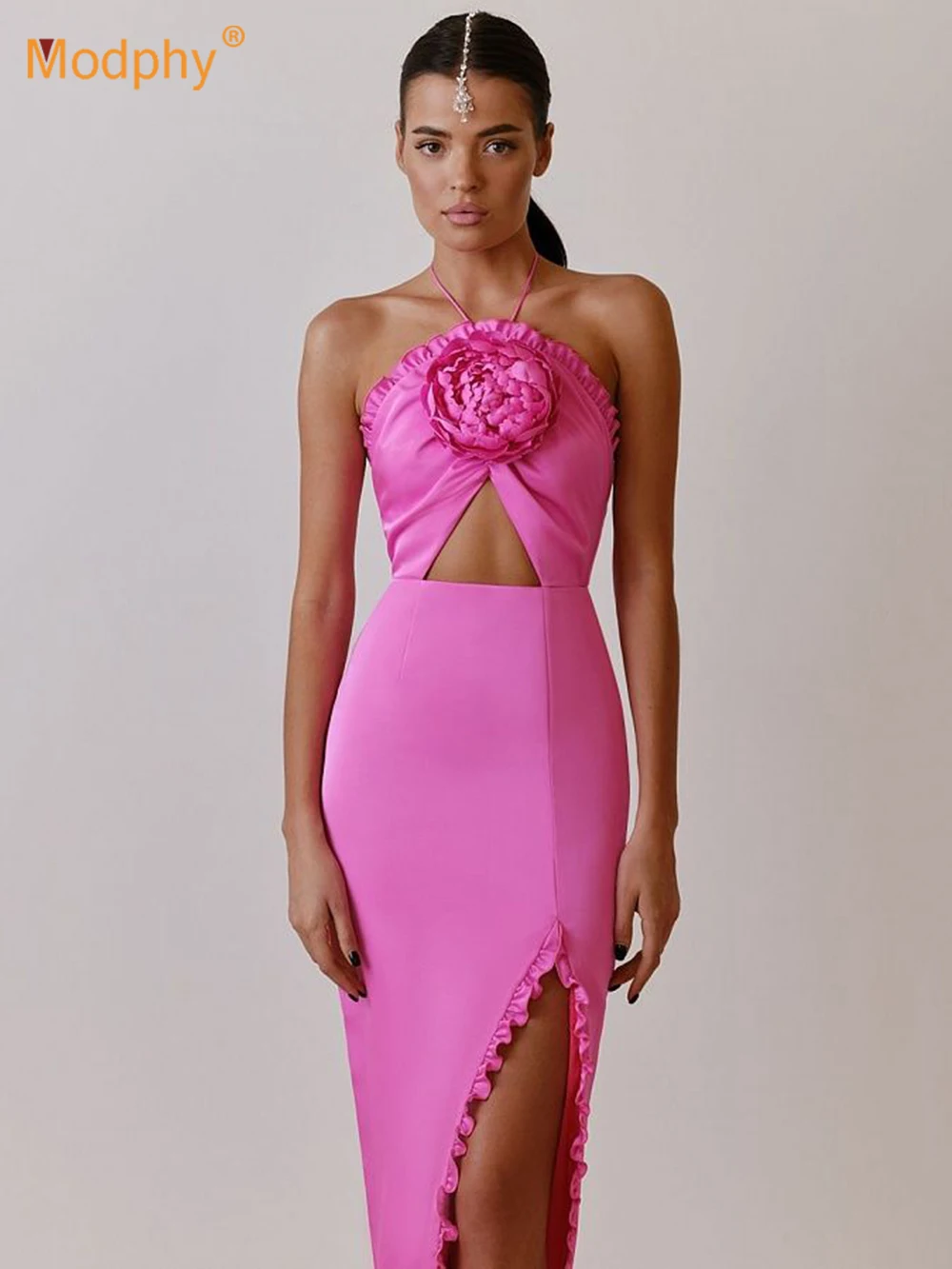 modphy-2023-women's-hot-pink-sexy-strapless-backless-flower-ruffle-edge-split-maxi-long-dress-elegant-celebrity-party-dress