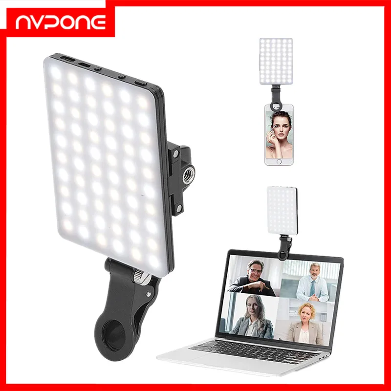 NEEWER Selfie Light with Front & Back Phone Clip, High Power 60 LED 2000mAh  Rechargeable CRI 95+, 3 Light Modes, Portable Clip on Light for  Tablet/Laptop, Zoom Call TikTok Video Fill Light (