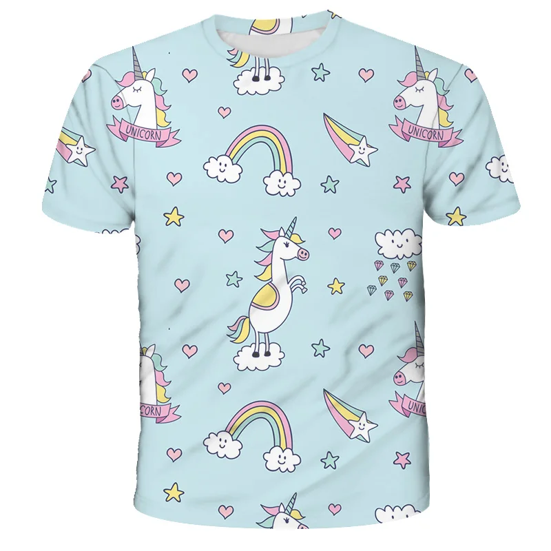 baggy t shirt Kawaii Cartoon Anime Graphic Unicorn Cute 3D T Shirt Game Short Sleeve Girls T-Shirt Kids Tshirts Funny Tees Children Clothing jordan t shirt