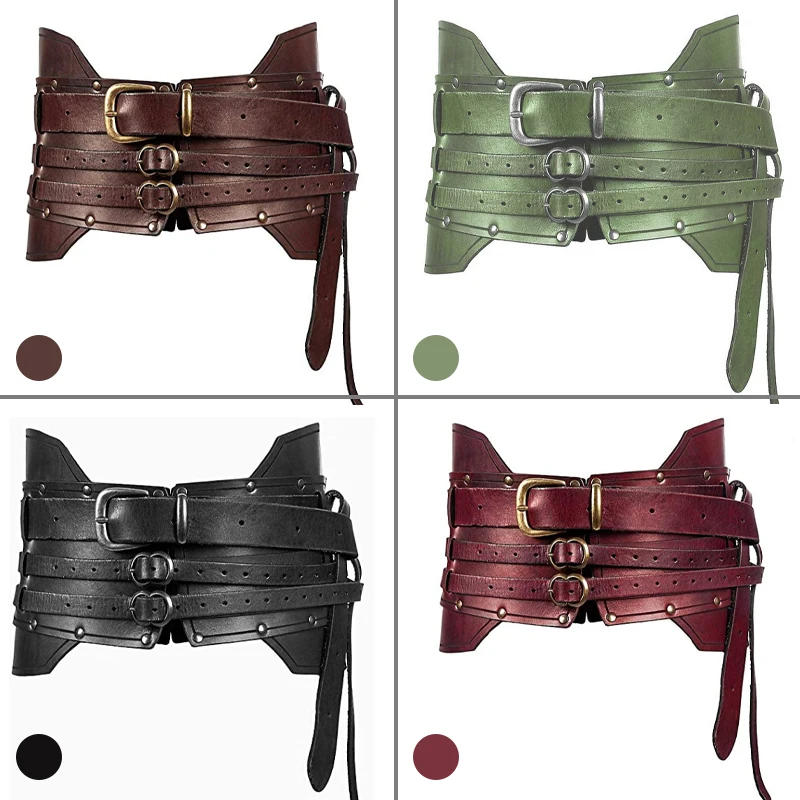 Medieval Cosplay Belt Steampunk Women Vintage Wide Belt Men Knight Armors Medieval Viking Pirate Costume For Adult medieval cosplay belt