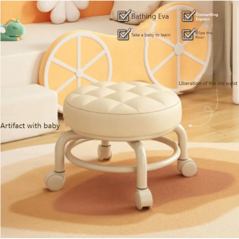 2023New 1Pcsrotating Pedicure Spa Beauty Salon with Wheels Stool Living Room Change Shoes Low Stools Beauty Seat Chair Furniture