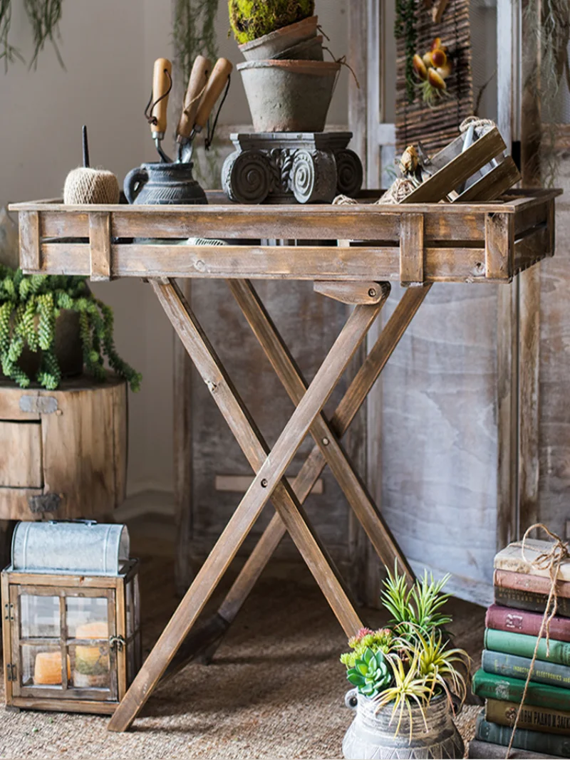 

Wooden Pier Solid Wood Courtyard Garden Layout Flower Rack Living Room Balcony Decoration Operating Table Grocery Rack