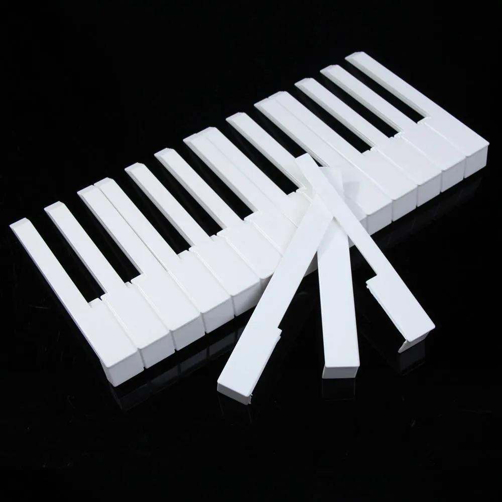 52pcs Pianos Key Tops White ABS Plastic DIY Pianos Keytop with Fronts Professional Replacement Parts Keyboard Instrument Parts