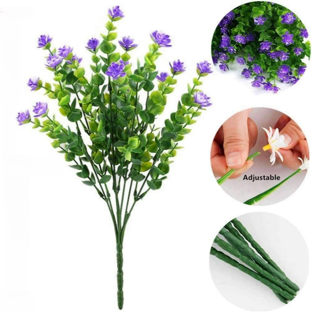 12 fasci di fiori artificiali da esterno, resistenti ai raggi