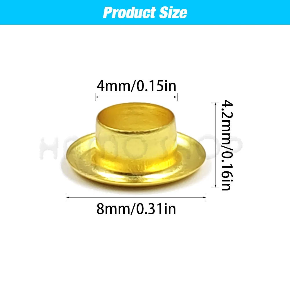 Eyelet Grommet Ring Kit 100 Sets 4mm Metal With Washer For Leathercraft Shoes Bag Clothing