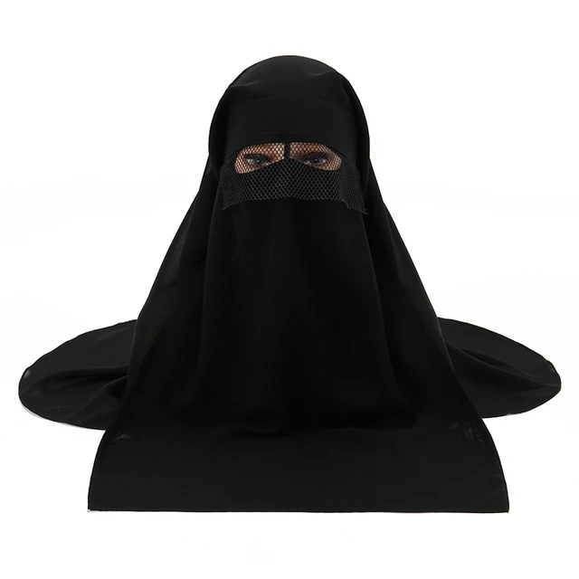 2 Pcsset Muslim Face Cover Scarf Islamic Niqab Burqa Bonnet Hijab Chiffon Veil Headwear Abaya