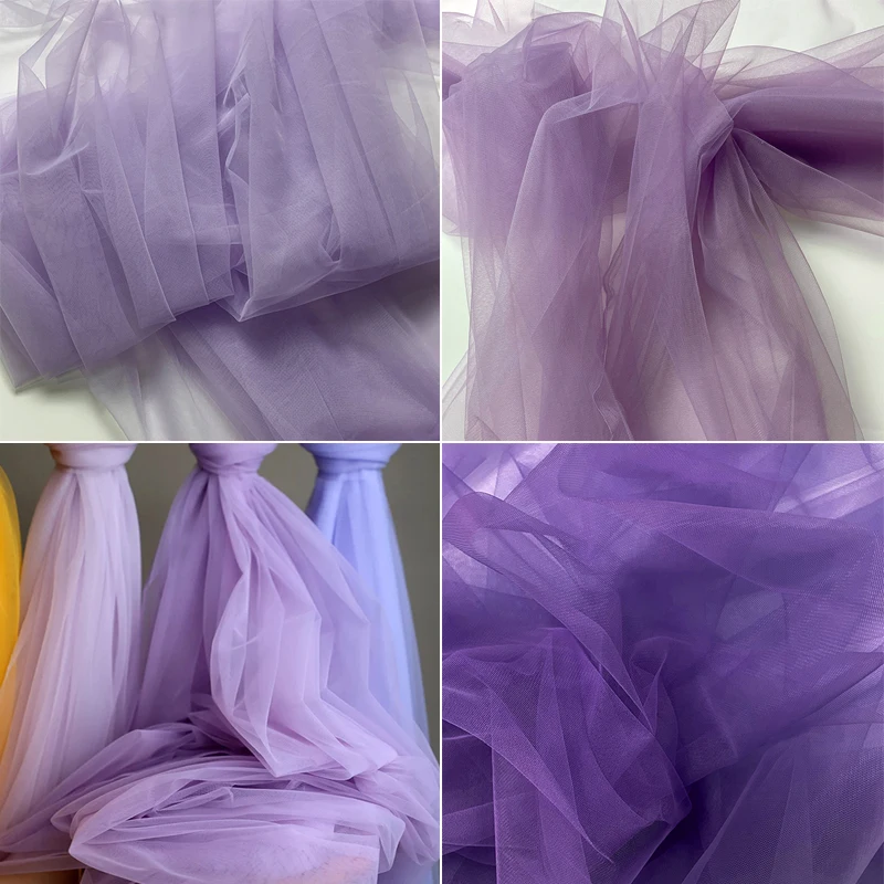 Elegant Purple and Pink Soft Tulle Fabric for Weddings and Celebrations