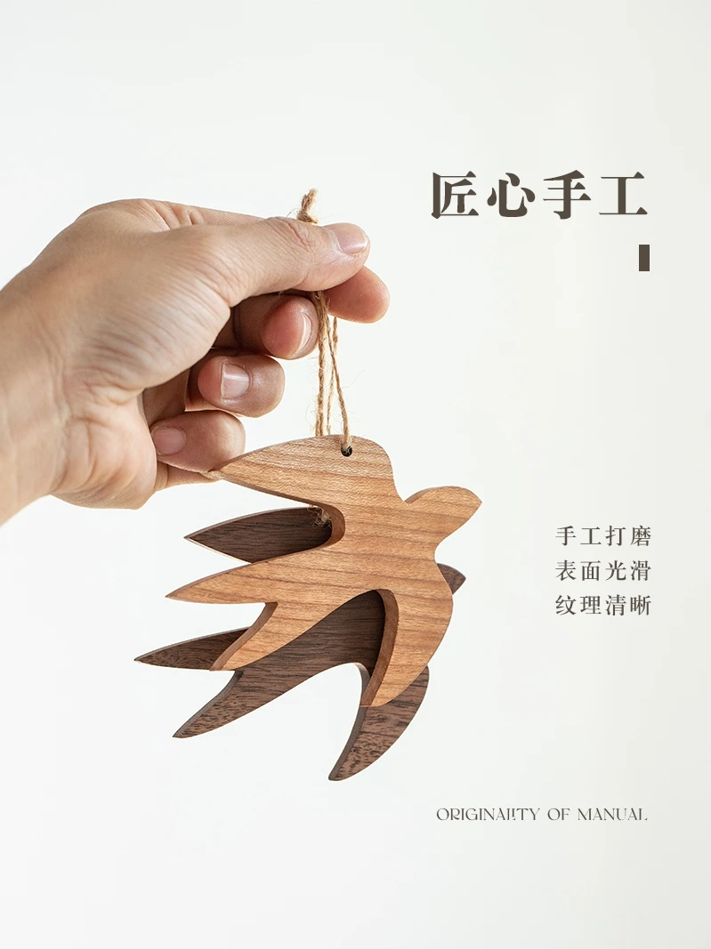 

Creative Cute Small Pendant Wooden Solid Wood Decorative Pendant Milk Tea Shop Wall Decorations Wooden Swallow