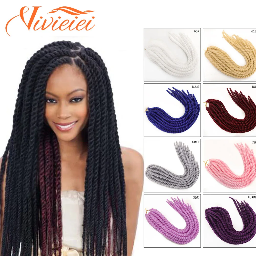 

Synthetic Crochet Hair Mambo Twist Hair Crochet Braids 22'' 120g 24 Color Ombre Braiding Hair Purple Red For Black Woman