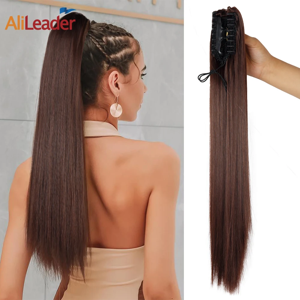 

Synthetic Claw Clip On Ponytail Extension 22Inch Long Wavy Ponytail Hairpieces For Black Women Heat-Resistant Straight Ponytail