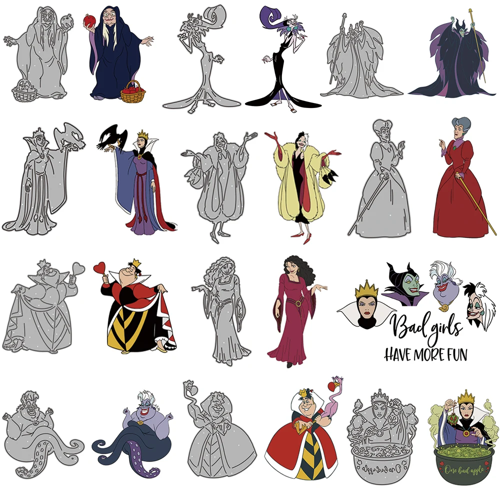 Matrices de découpe Bad Girls Evil Queen, personnages de méchants Disney,  pour bricolage, Scrapbook, carte en papier, artisanat décoratif, découpé,  nouveau 2022 - AliExpress, image size:1000x1000