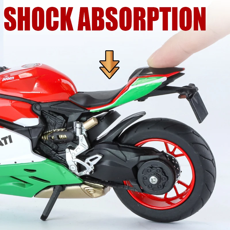 Assembled 1:12 Scale Duceti 1199 Alloy Die Cast Motorcycle Models Toys Metal Street  Sports Sound Light Children Christmas Gifts 2