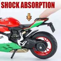 Assembled 1:12 Scale Duceti 1199 Alloy Die Cast Motorcycle Models Toys Metal Street  Sports Sound Light Children Christmas Gifts 2