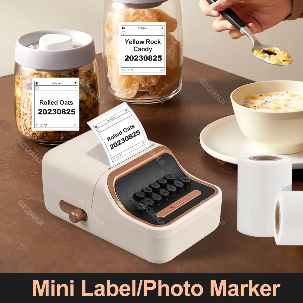 White Color Label Sticker Printer with Adhesive Paper Roll Bluetooth ...