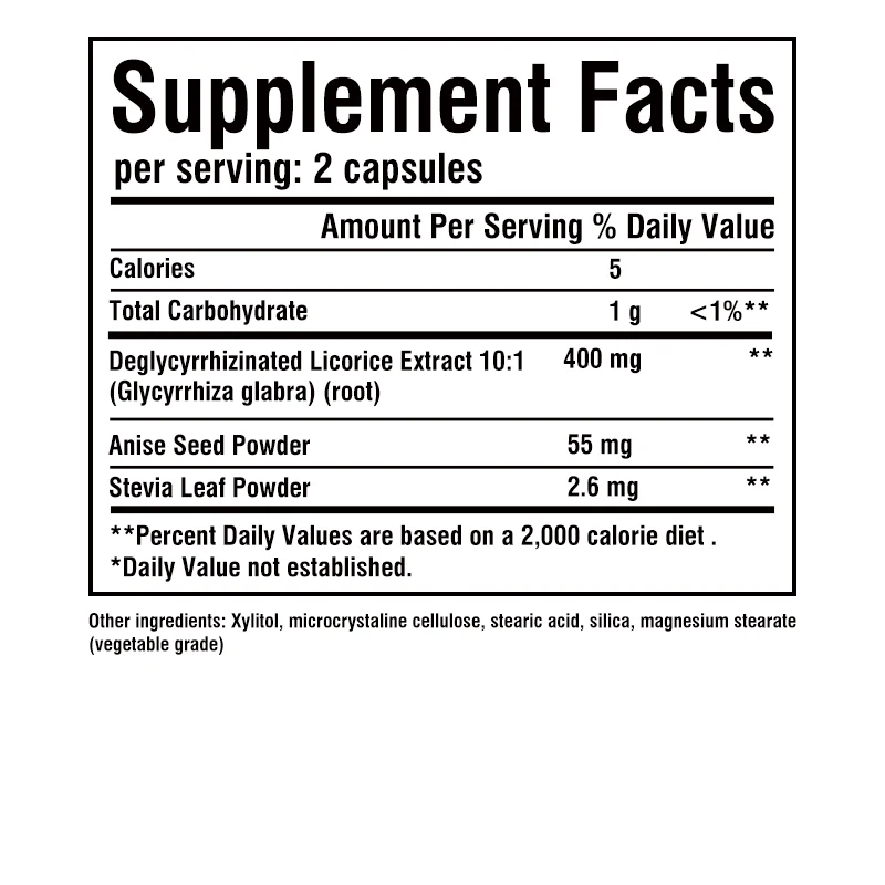 DGL Deglycyrrhizinated Licorice Extract 4000mg Bloating Relief Colon Cleanse digestive capsules